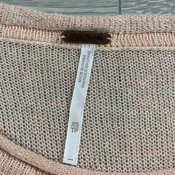 Free People Thin Knit Linen Blush Pink Tunic Sweater Ruffle Hem - Picture 3 of 9